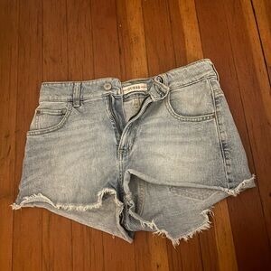 GUESS Frayed Hem Light Blue Jean Shorts